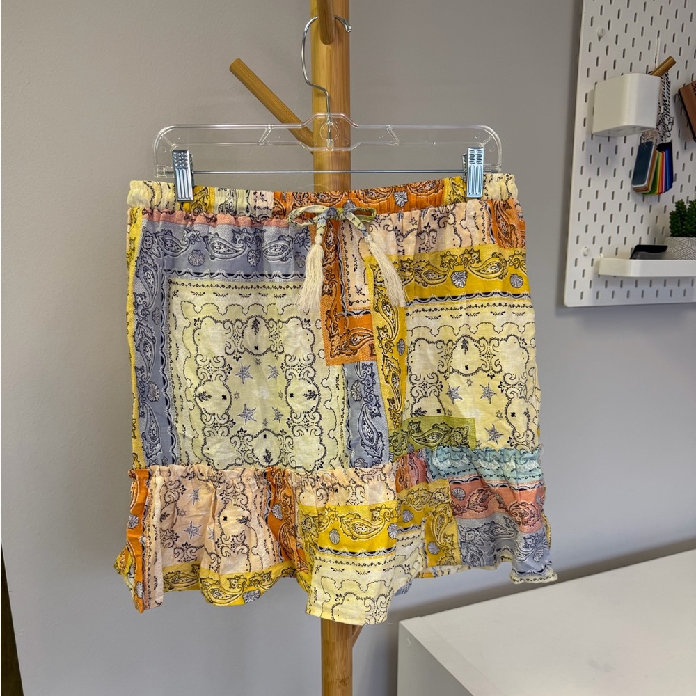 NWT Rachel Zoe Multicolor Paisley Bandana festival Summer Skirt Size Large